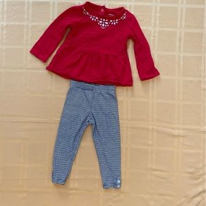 Carters baby girls long sleeve set, size 12 months